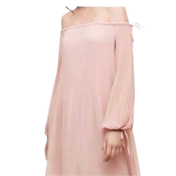 ARITZIA Wilfred Raisen Camille Blush Pink Pleated Chiffon Blouson Sleeves XS - Picture 2 of 11